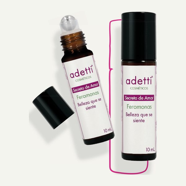 Dos frascos roll-on ámbar de Feromonas Secreto de Amor Adetti de 10 ml